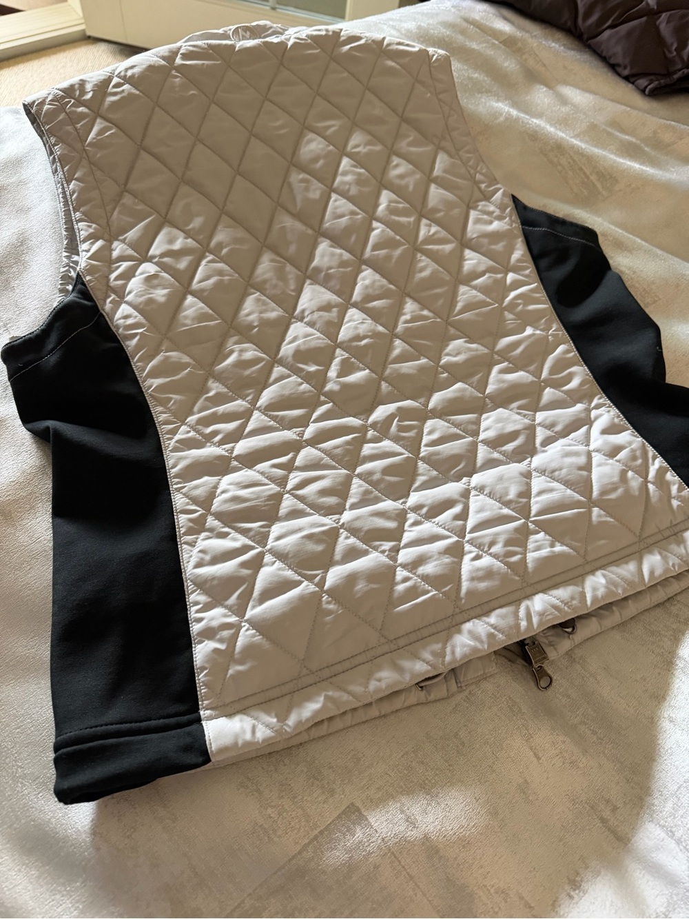 Marmot Light Gray Quilted Vest with Black Label Accents